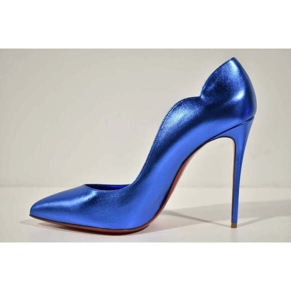 Christian Louboutin Hot Chick 100 Alize Blue Leather Pointed Toe Heel Pump 40 - Picture 8 of 12